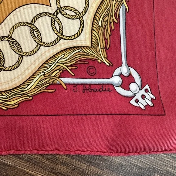 Hermès Red and Gold Scarf - Picture 7 of 10